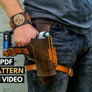 Выкройка кожаной кобуры для ношения дрели или отвертки на ремне.