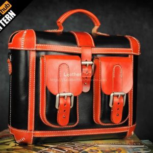 Выкройка для большого кожаного портфеля с несколькими карманами.