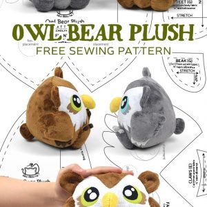 Выкройка мягкой игрушки совы-медведя.