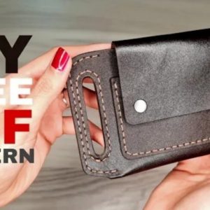 Выкройка кожаного кошелька с поясной застежкой на пуговицы.