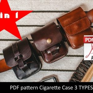 Выкройка трех небольших кожаных поясных мешочков для мелочей.