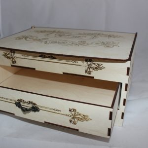 Макет шкатулки с ящиком для лазерной резки
