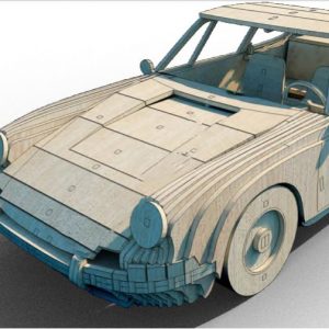 Макет для лазерной резки модели автомобиля Porsche 911 в виде 3D пазла