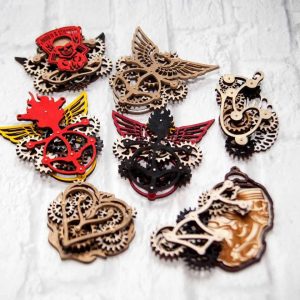 Векторный макет брелока в форме шестеренки для лазерной резки