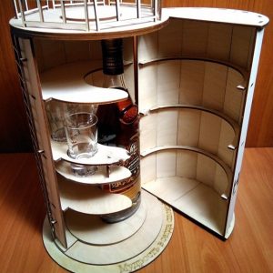 Макет для лазерной резки мини-бара в форме деревянной бочки