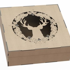 Макет коробки с изображением оленя для лазерной резки