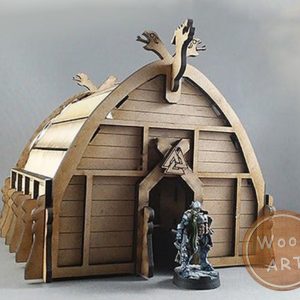 Макет для лазерной резки 3D пазла в виде дома викинга
