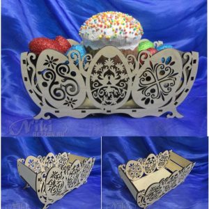 Макет для лазерной резки корзинки для Пасхи с декоративными элементами