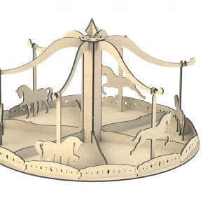 Макет карусели для лазерной резки с детализированным дизайном