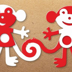 Макет магнита в форме обезьянок для лазерной резки