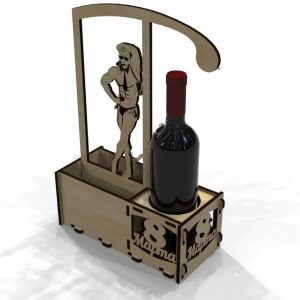 Макет подставки под вино для празднования 8 марта с лазерной резкой
