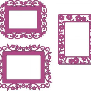 Макет фоторамки с цветочным дизайном для лазерной резки