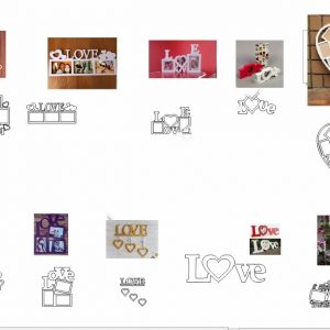 Макет лазерной резки фоторамки с романтическим дизайном для Дня святого Валентина.