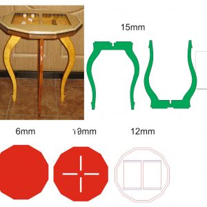 Макет для лазерной резки кофейного столика с встроенной игровой доской для нард