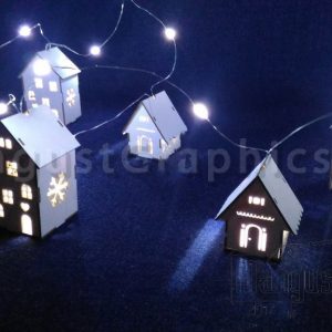 Макет для лазерной резки домиков для гирлянды