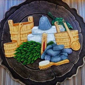 Макет лазерной резки таблички с банным натюрмортом