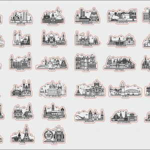 Набор магнетов с изображениями известных городов