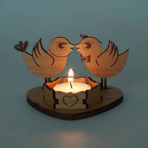 Элегантный макет подсвечника с изображением птичек