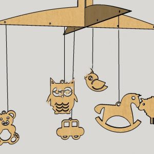 Макет мобильного подвесного украшения для лазерной резки с элементами для детской комнаты.