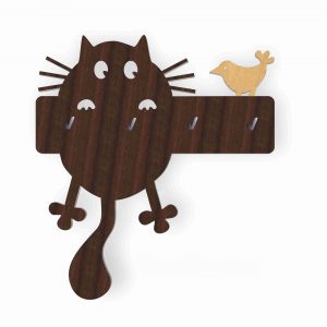 Ключница с изображением кота и птички