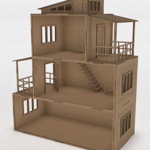 Макет лазерной резки детского домика с красочным и детализированным дизайном