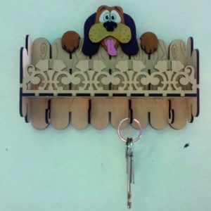 Макет для лазерной резки ключницы с изображением собаки