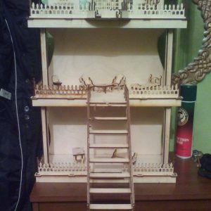 Макет лазерной резки замка для кукол с детским дизайном