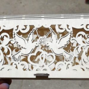 Макет лазерной резки для купюрницы с декоративным изображением голубей