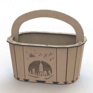 Оригинальный макет корзинки с городской тематикой