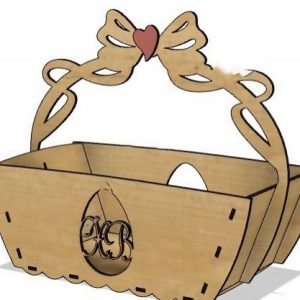 Макет для лазерной резки пасхальной корзины с декоративными элементами и узорами