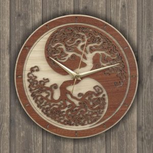 Макет для лазерной резки двухслойных часов с уникальным дизайном и четкими линиями