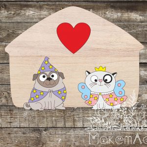 Оригинальная ключница с изображением кота и собачки