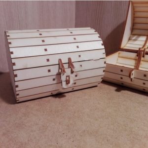 Детализированный макет шкатулки в виде сундука для лазерной резки