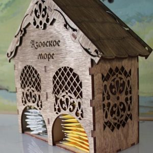 Макет для лазерной резки чайного домика с двумя отделениями