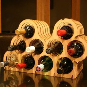 Макет подставки для вина из дерева для лазерной резки