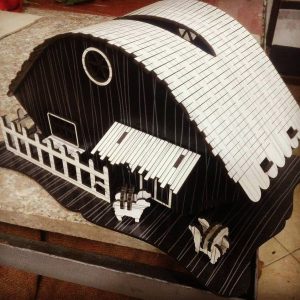 Макет домика-фермы для лазерной резки с детализированным дизайном и элементами 3D-пазла.