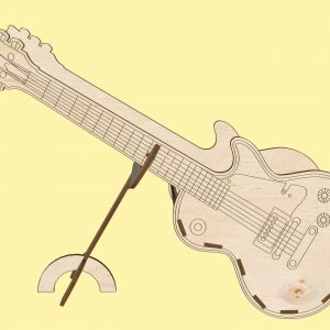 Макет гитары для лазерной резки с детализированным дизайном и элементами 3D-пазла