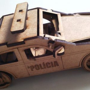 Макет для лазерной резки 3D пазла в виде полицейской машины с детализированным дизайном для сборки