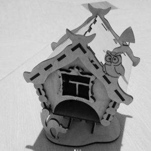 Макет для лазерной резки чайного домика в виде сказочной избушки на курьих ножках