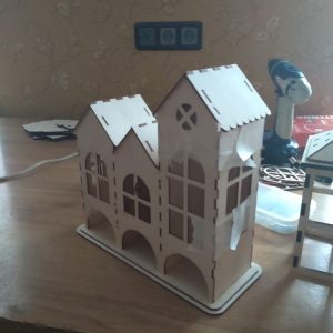 Макет для лазерной резки чайного домика с тремя отделениями для хранения чайных пакетиков или специй