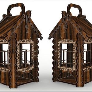 Макет бревенчатого чайного домика с лазерной резкой и детализированным дизайном