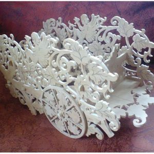 Макет лазерной резки для вазочки с оригинальным дизайном на колесах