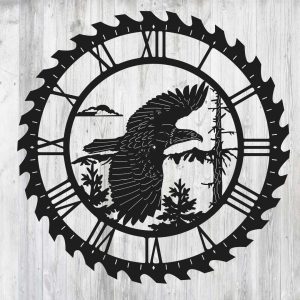 Макет часов "Орёл" для лазерной резки с детализированным дизайном