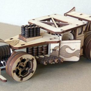 Макет лазерной резки 3D пазла модели BONE SHAKER с детализированным дизайном и элементами для сборки.