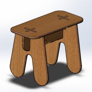 Макет лазерной резки для табуретки с элементами для сборки и конструктивными деталями