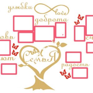 Макет фоторамки с надписью "Семья"