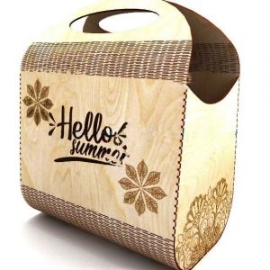 Макет для лазерной резки декоративного сундучка с элементами узорного дизайна и конструктивными деталями.