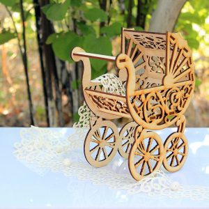 Макет коляски для лазерной резки в виде 3D пазла