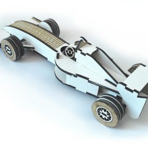 Макет лазерной резки гоночного болида из фанеры с гибкими элементами и сложной конструкцией