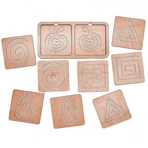 Макет линейки-тренажера для рисования двумя руками с деталями для лазерной резки